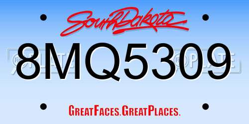 8MQ5309 South Dakota License Plate