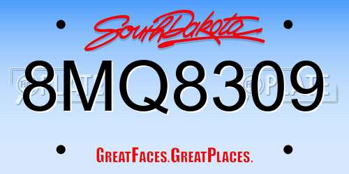 8MQ8309 South Dakota License Plate