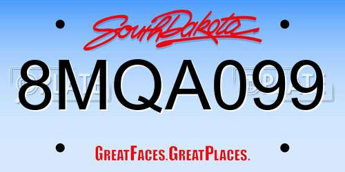 8MQA099 South Dakota License Plate