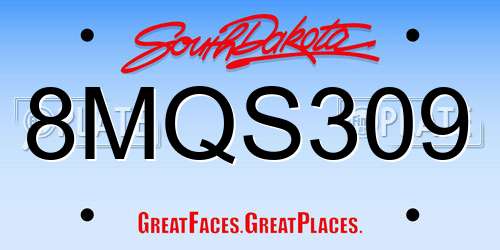 8MQS309 South Dakota License Plate
