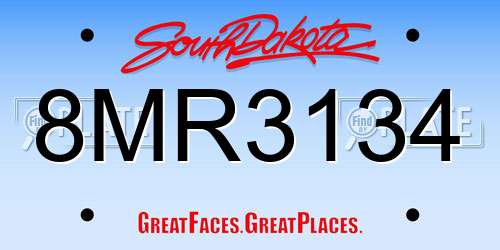 8MR3134 South Dakota License Plate