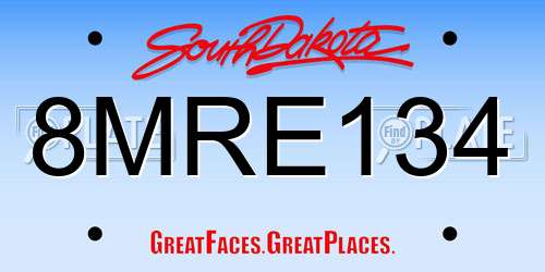 8MRE134 South Dakota License Plate