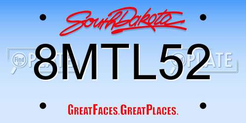 8MTL52 South Dakota License Plate