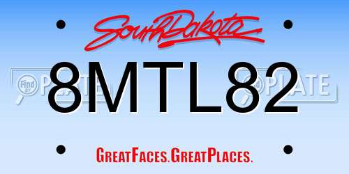 8MTL82 South Dakota License Plate