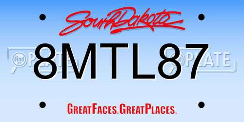 8MTL87 South Dakota License Plate