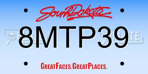 8MTP39 South Dakota License Plate