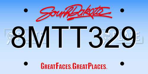 8MTT329 South Dakota License Plate