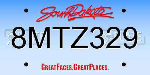 8MTZ329 South Dakota License Plate