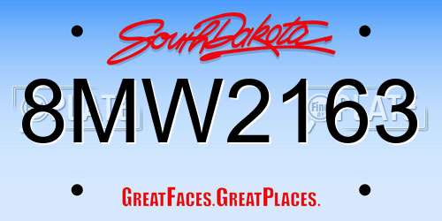 8MW2163 South Dakota License Plate