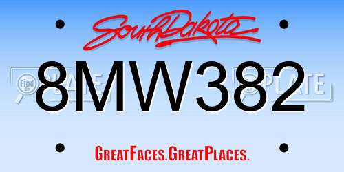 8MW382 South Dakota License Plate