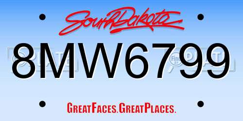 8MW6799 South Dakota License Plate