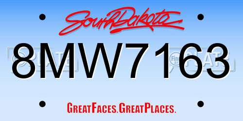 8MW7163 South Dakota License Plate