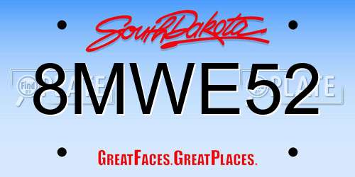 8MWE52 South Dakota License Plate