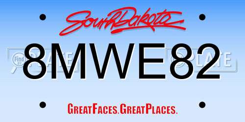 8MWE82 South Dakota License Plate