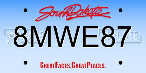 8MWE87 South Dakota License Plate