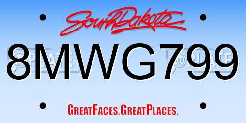 8MWG799 South Dakota License Plate