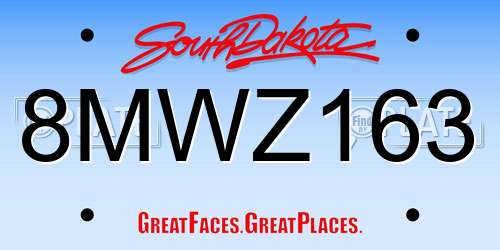 8MWZ163 South Dakota License Plate