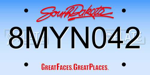 8MYN042 South Dakota License Plate