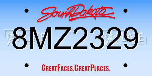 8MZ2329 South Dakota License Plate