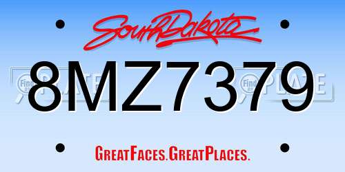 8MZ7379 South Dakota License Plate