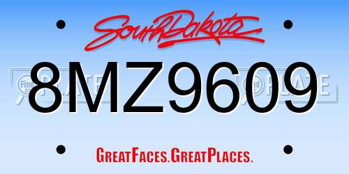 8MZ9609 South Dakota License Plate