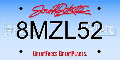 8MZL52 South Dakota License Plate