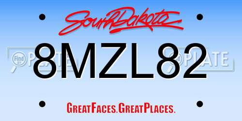 8MZL82 South Dakota License Plate