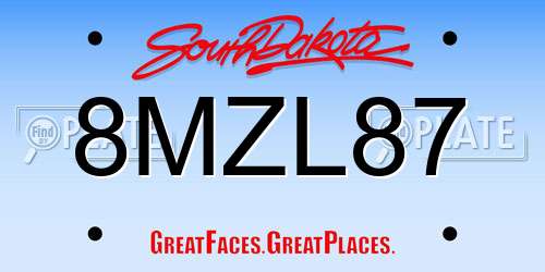 8MZL87 South Dakota License Plate