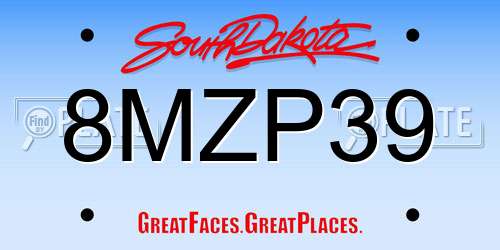 8MZP39 South Dakota License Plate