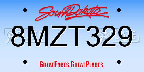 8MZT329 South Dakota License Plate