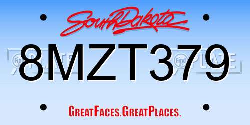 8MZT379 South Dakota License Plate
