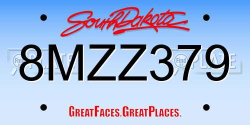 8MZZ379 South Dakota License Plate