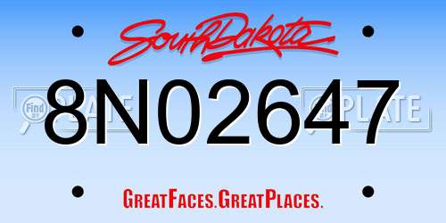 8N02647 South Dakota License Plate