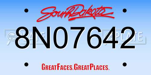 8N07642 South Dakota License Plate
