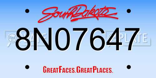 8N07647 South Dakota License Plate
