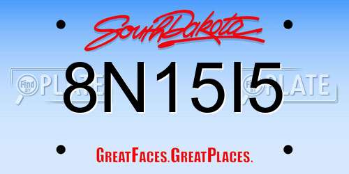 8N15I5 South Dakota License Plate