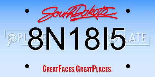 8N18I5 South Dakota License Plate