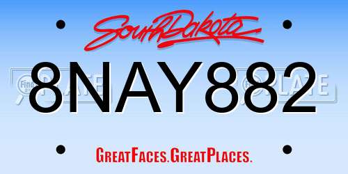 8NAY882 South Dakota License Plate