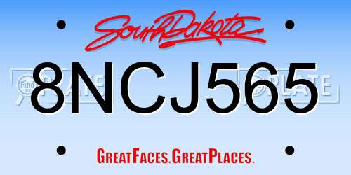 8NCJ565 South Dakota License Plate