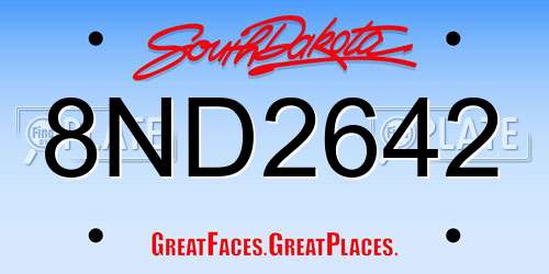 8ND2642 South Dakota License Plate