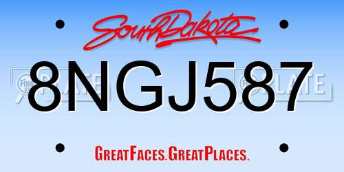 8NGJ587 South Dakota License Plate