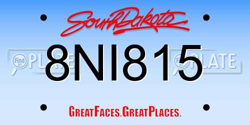 8NI815 South Dakota License Plate