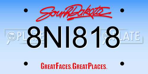 8NI818 South Dakota License Plate
