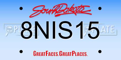 8NIS15 South Dakota License Plate