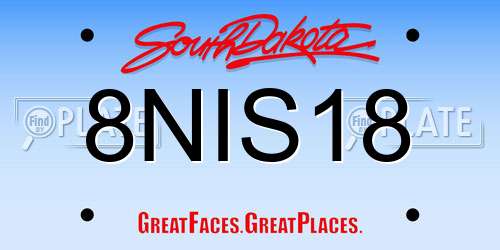 8NIS18 South Dakota License Plate
