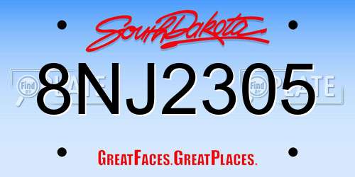8NJ2305 South Dakota License Plate
