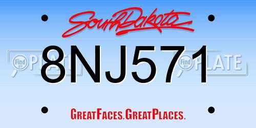 8NJ571 South Dakota License Plate