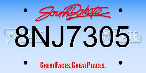 8NJ7305 South Dakota License Plate
