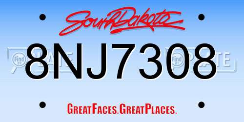 8NJ7308 South Dakota License Plate