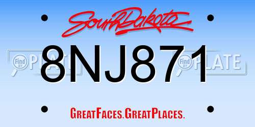 8NJ871 South Dakota License Plate